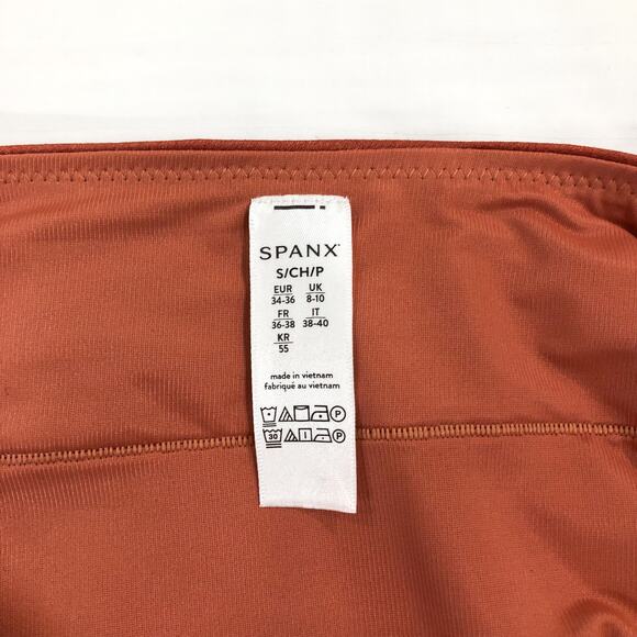 NWT SPANX Carefree Crepe Reversible Slip Midi Dress Coral Orange Sedona - Picture 7 of 14